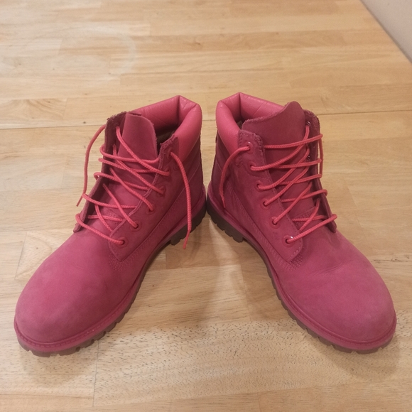 TIMBERLAND WOMEN'S PREMIUM 50TH WATERPROOF BOOT DARK PINK NUBUCK Size 5.5 - Picture 3 of 12